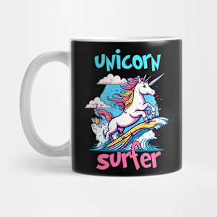 Summer Unicorn Surfer Funny Mug